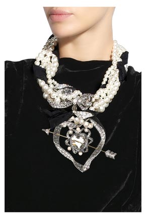  Colier Lanvin  cu perle din sticla si funda cu diamante