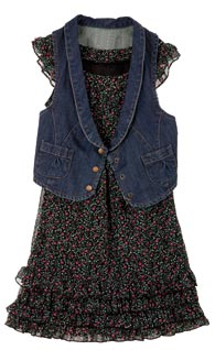 rochie verde, vesta denim