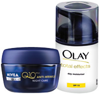 Olay Total Effects, Nivea Visage Q10 Plus