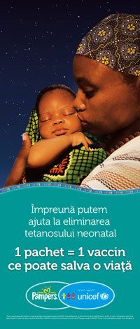Campania „1 pachet = 1 vaccin', sustinuta de Pampers si UNICEF
