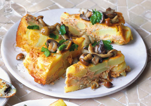 Tortilla cu usturoi si ciuperci